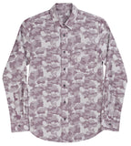 Camo Jacquard Button Down Shirt - Maroon