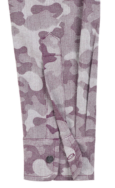 Camo Jacquard Button Down Shirt - Maroon