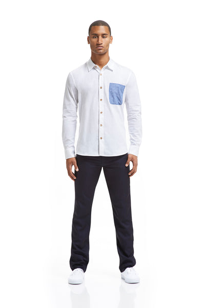 Slim Button Down - White Chambray